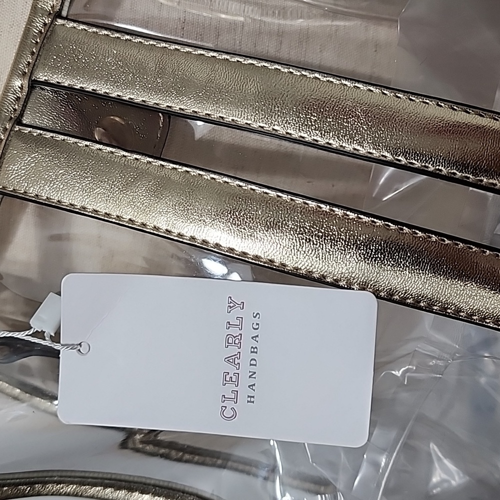 🏈Clearly Crossbody Handbag With Metallic Gold Trim - Picture 5 of 6